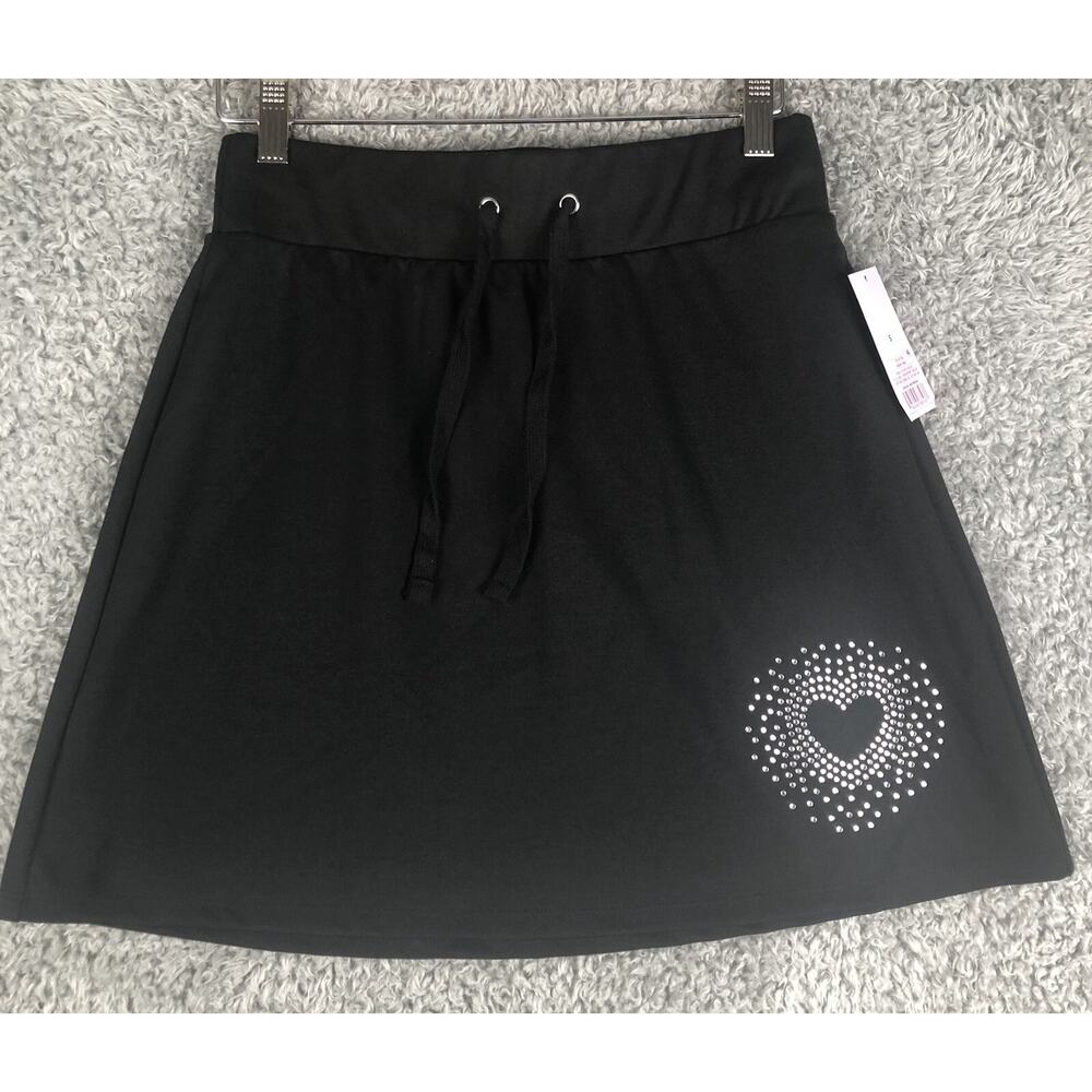 Wild Fable Ebony Skirt Womens Black Knit Jeweled Heart Mini A-Line Tennis Skirt